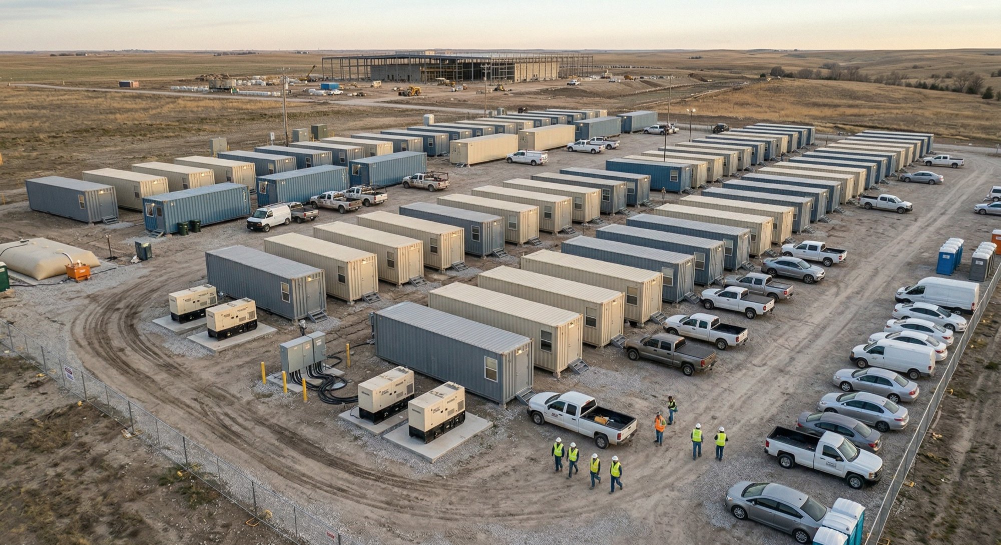 Capsul workforce housing aerial — 100+ unit camp