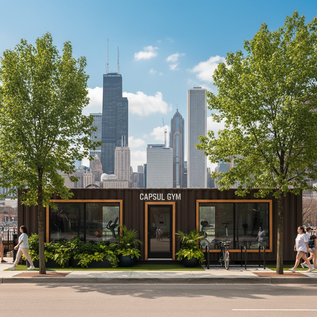 Custom branded shipping container bar activation at an event
